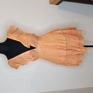 Flying Tomato Deep V OrangeTiered Calin Dress Sz S